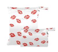 EtherSpher Romantic Red Lips Kissing Digital Art reusable waterproof bag 2 Pack travel essentials for flying with handles for beach, gym