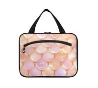 EtherSpher Rose Gold Fish Scale Sparkling hanging travel bag with hook, designer essentials makeup bag organizer for men hotel bolso de mano para hombre L, Rose Gold Fish scale sparkling, L
