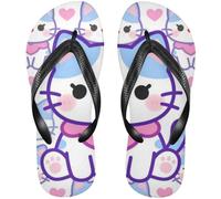 EtherSpher Rubber flip flops for women Funny White Cat with Red Clown Nose women's flip