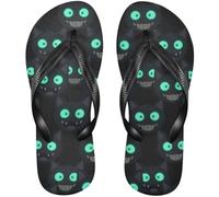 EtherSpher Rubber flip flops women Black Cats with Glowing Green Eyes Pattern women's flip