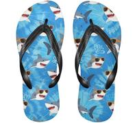 EtherSpher Rubber flips flops Cool Sharks with Sunglasses Pattern flops men
