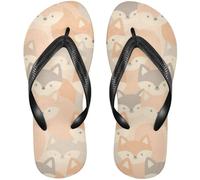 EtherSpher Rubber women flip flops Pastel Fox and Wolf Faces Seamless Pattern beach flip