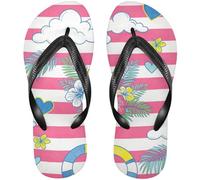 EtherSpher Rubber womens flip flops Heart Clouds Life Ringing Pink Stripe flops for men