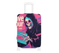 EtherSpher Save Your Soul Skeleton Elastic Luggage Covers Washable Elastic Suitcase Covers Luggage Protector Fit 18-32 Inch Luggage