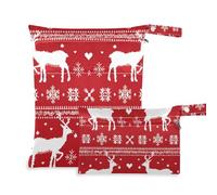 EtherSpher Scandinavian Christmas Deer Snowflake zippered swim suit bags 2 Pack travel essentials for baby with handles for beach, pool