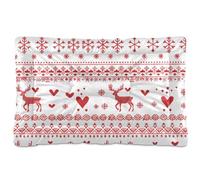 EtherSpher Scandinavian Merry Christmas Heart Deer Snowflake Washable Pet Mattress Soft Anti-Slip Pet Mat for Large Jumbo Medium Small Dogs 36" x 24"