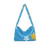 EtherSpher Seamless Blue Aesthetics Blue Golden Stars Plush Underarm Bag shoulder bag for women for work