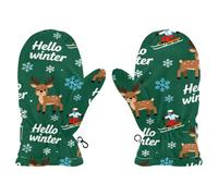 EtherSpher Seamless Deer and Snowflake Green warm snow mittens 4 year old girl gloves guantes para el frio ni?as S 2-4