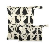 EtherSpher Silhouettes Of Black Cats reusable bags for diaper 2 Pack diaper bag essential items with handles for beach, baby diapers