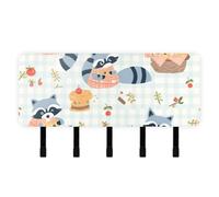 EtherSpher Simple Blue Raccoon Key Holder with Mail Organizer & 5 Self-Adhesive Hanging Home Improvement Key for Hallway