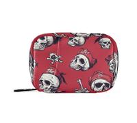EtherSpher Skulls Pirate Scarlet Seamless Picture medicine bags with Detachable Compartments reusable pill cases organizers for purse