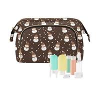 EtherSpher Snowmen Cute Cartoon Black Browchristmas N Makeup Bag Waterproof Cosmetic Bag Makeup Change Purse for Makeup Brush, snowmen cute cartoon black browChristmas n, One Size