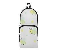 EtherSpher Soft Yellow and Green Bees Nylon 3 Compartments Pencil Bags Multi-Purpose and Aesthetic Pen Pencil Case Stationery pouching Bag for Men Preppy School 1600ml