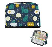 EtherSpher Space Aliens Cats Green Pencil Box Large Capacity Cosmetic Bag Large Case Pencil Holder for Women Elementary bolsas para maquillaje de mujer