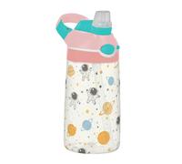 EtherSpher Space Astronauts Planets Sports Water Bottles with Straw Wide Mouth Leakproof Drinking Cup for Travel, Camping, Sports botellas para agua termica