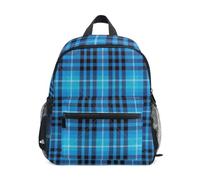 EtherSpher sport backpack for kids with name tag Blue Buffalo Plaid Checked