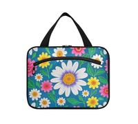 EtherSpher Spring Trendy Daisy Floral Colorful hanging travel toiletry bags with hook, designer compact bags for toiletries for women travel trip bolso de mano para hombre L, spring trendy daisy