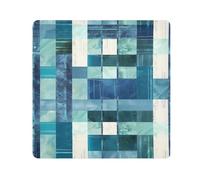 EtherSpher Square Geometric Plaid Stripe Embroidery Robin Blue Travel Cosmetic Bag Cloth Magic Sticker Toiletry Organizer Travel Wrap 21.7 X 21.7 Wrapper For Toiletries, Square Geometric Plaid Stripe