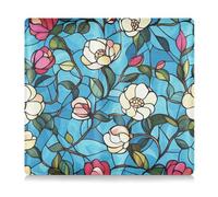 EtherSpher Stained Glass Blooming Rose Flower Pu Leather Car Registration & Insurance Card Holder Truck Accessories for Cards, Essential Document Driver License