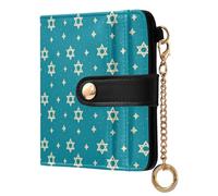 EtherSpher Star of David Blue Portable Ladies PU Leather Bifold Wallet Compact PU Leather Wallet for Woman Girl