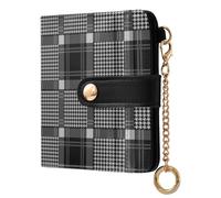 EtherSpher Striped Checkered Houndstooth Black White Fancy Women's Folding Wallet for Women PU Leather Bifold Wallet for Men Women Travel