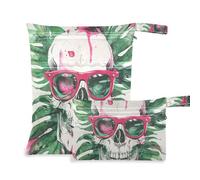 EtherSpher Stsummer Fresh Tropical Plants Skull washable bag for baby 2 Pack travel essentials for babies with handles for gym, daycare