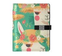 EtherSpher Summer Alpaca Green Fresh leather lined spiral notebooks water proof cover notebooks college ruled for working 6.7x9.2