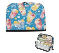 EtherSpher Summer Drink Cool Ice Blue Pencil Case Organizer Large Capacity Makeup Bags High Capacity Stationery Bag for Nurse Grade School Supplies cartuchera escolar para ninas