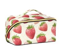 EtherSpher Summer Fresh Strawberries Designed Toiletry Bags with dividers Large Toiletry Bag For Women Travel-Size Accessories