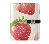 EtherSpher Summer Fresh Strawberries leather lined notebooks college portable notebook college rule for journal 6.7x9.2