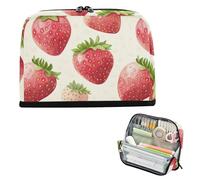 EtherSpher Summer Fresh Strawberries Pencil Case Box Large Capacity Cosmetic Bag Slim Organizer Box for Girls School lapiceras para ninos