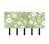 EtherSpher Summer Green Little Flowers Wall Key Holder with Mail Organizer & 5 Self-Adhesive Hanging Room Decor Key hookrack for Living Room Living