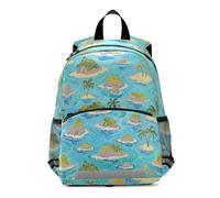 EtherSpher Summer Island Blue Art Painting kid backpack leash books bag for student mochilas escolares para ni?os de 3 a?os