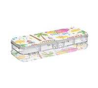 EtherSpher Summer Island Coconut White Designed Pencil Storage Box Clear Double-Deck Penscases For Stationery Supplies With Lid