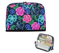 EtherSpher Summer Neon Hibiscus Frangipani Flower Pencil Carrying Case Large Capacity Make Up Bag Lightweight Case Pencil Holder for Girls College cartucheras escolares para lapices