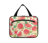EtherSpher Summer Watermelon Red Cartoon hanging toiletries bag for women with hook, designer chic bags for toiletries for travel make up cruises bolsas para maquillaje L, summer watermelon red