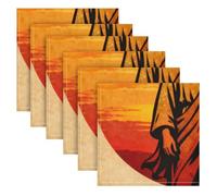EtherSpher Sunset Jesus Beige decorative bamboos cloth dinner napkins design christmas fabric napkins servilleta de tela para comedor 20 x 20in set of 6