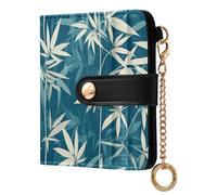 EtherSpher Teal bamboos White Convenient Women's Compact Folding Wallet Minimalist PU Leather Wallet for Girls Women Ladies
