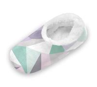 EtherSpher The Soft geometries Of Mint Green Anti-Slip Rubber Sole Slipper for Women and Men Coral Fleece Soft Warm Funny