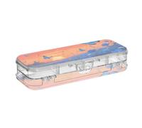 EtherSpher The Sunset over The Blue Sea Of Flowers Designed Clear Pencil Box Double Deck Transparent Pens Case Boxes For Stationery Supplies With Snap And Lid