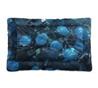 EtherSpher To Die Surrounded by Blue Roses Washable Dog Cat Bed Non-Slip Soft Comfortable Pet Mat for Large Jumbo Medium Small Dogs 36" x 24"