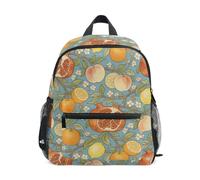 EtherSpher toddler boy backpack for 2 year old with name tag Retro Lemon Pomegranate William Morris