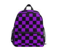 EtherSpher toddler boy backpack for 3 year old with name tag Buffalo Plaid Check Black Violet