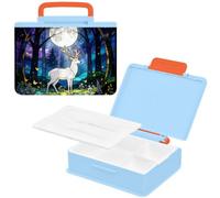 EtherSpher Toddler Lunch Box Moonlight Forests White Deer Stained Glass