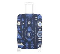 EtherSpher Tourism Illustration Aztec Indigo Vector Elastic Fabric Luggage Cover Scratch-Resistant Fit suitcases Cover Luggage Protector Fit 18-32 Inch Luggage
