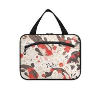 EtherSpher Traditional Japanese Carp Black and Red Armor hanging bag for traveling with hook, designer essentials make up bag for travel essentials for women camping bolso de mano para hombre L