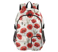 EtherSpher Travel Backpack for Men Poppy Flower Stained Art Red School College Bookbag 17.5 inch Backpack for Laptops Office Back Pack mochilas para trabajo 7-18