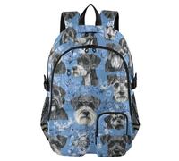 EtherSpher Travel Backpack for Men Women Beauty Miniature Schnauzer Dogs Blue Work College School Bookbag 17.5" Work Backpack for Adults Lightweight Casual Bag mochilas escolares 7-18