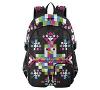 EtherSpher Travel Backpack for Men Women Crazy Checkered Chick Snowflake Multi School College Bookbag 17.5 inch College Backpacks Office Back Pack mochilas grandes 7-18