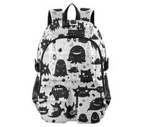 EtherSpher Travel Backpacks for Women Cartoon monsters Black and White College Work Bag 17.5 inch Womens Backpack for Work Luggage Back Pack mochilas para hombres 7-18